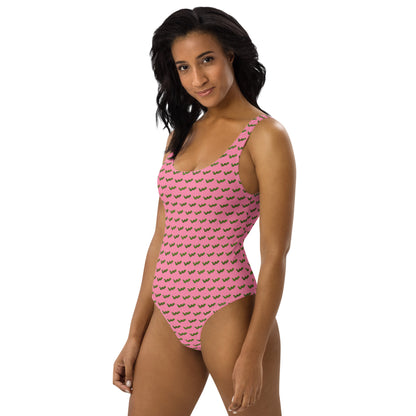 Green Snake - One-Piece Swimsuit - Pink